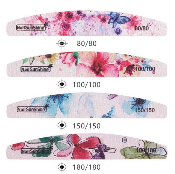 

fashion printing nail files sandpaper half moon nailfile printed polished strips 80100150180240320 nailart salon tools s7813116