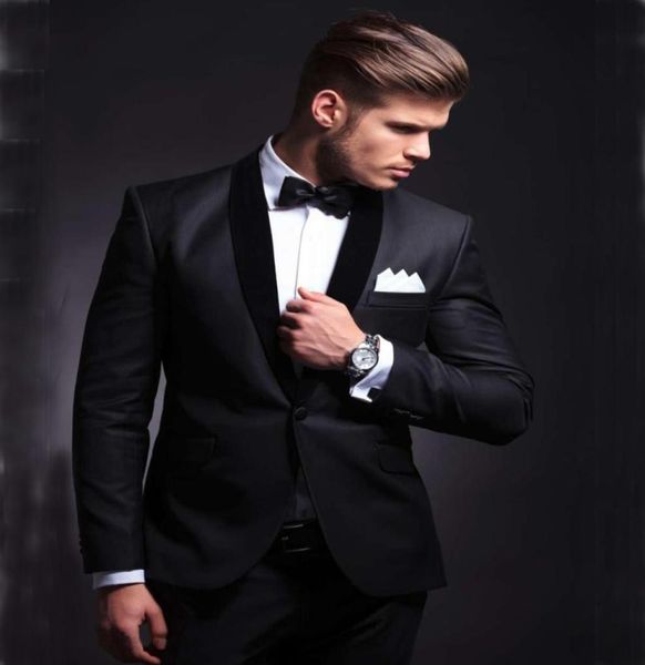 

new arrival groomsmen black groom tuxedos shawl velvet black lapel men suits wedding man bridegroom blazer jacket pants 2459002, Black;gray