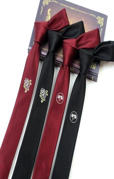 

bow ties men tie personality embroidery flowers black red business casual korean british narrow 5cm necktie wild trend accessories7815498, Black;gray