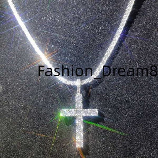 

shinning diamond stone crucifix cross pendants necklace stainless steel jewelry platinum plated men women lover gift jewelry necklaces, Silver