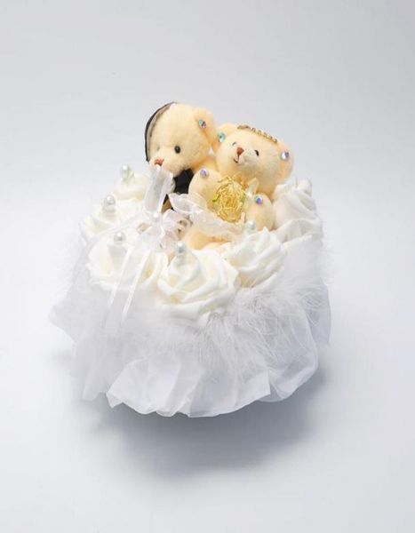 

feis romantic two bears heartshaped white rose music ring box ring pillow wedding accessory8967463