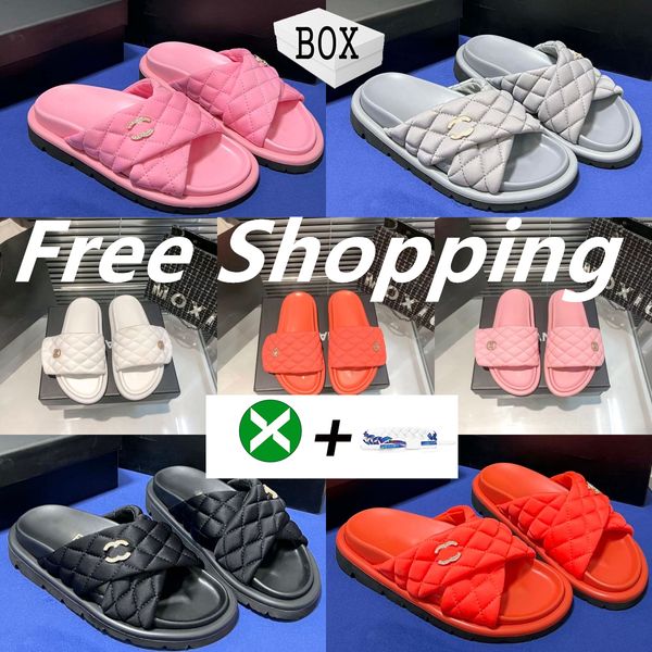 

2023 with box luxury slipper pantoufle sliders slides sandals slippers for men women designer mens slides mules beach flip flops oran sandal, Black