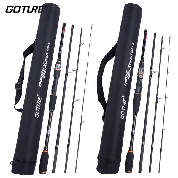 

spinning rods goture xceed 4 setions travel fishing rod with fuji guide ring carbon fiber 1.98-3.6m spinning casting lure rod for carp fishi