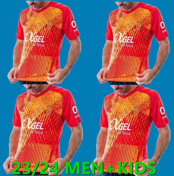 

23 24 rcd mallorca soccer jerseys men set kids kit lee maffeo sanchez abdon a. raillo valjent muriqi baba grenier copete 22 23 mens home awa, Black;yellow