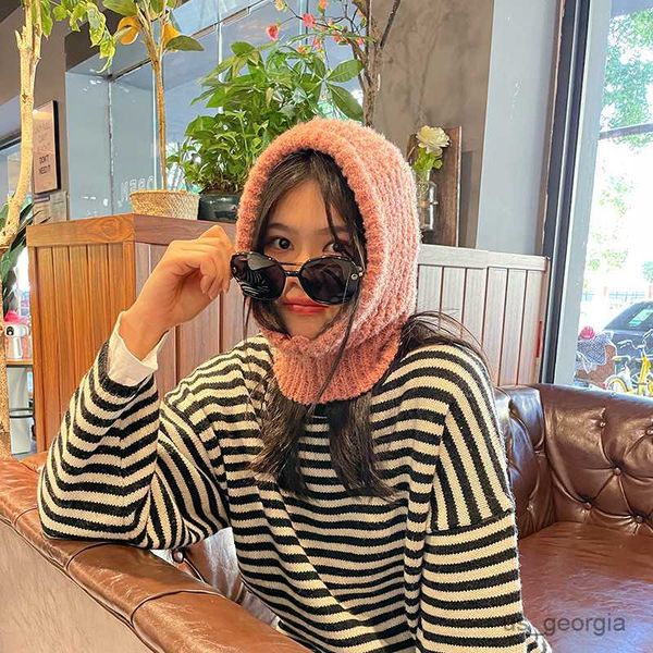 

caps hat one-piece pink funny knitted beanies warm cap winter men women hats waterproof fleece cycling hat r230628, Blue;gray