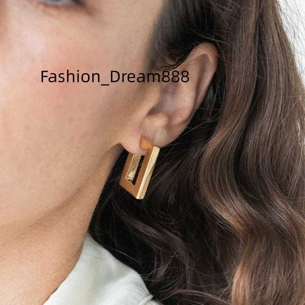 

joolim high end 18k gold plated rectangle hoop earrings design jewelry stainless steel earrings for women, Golden