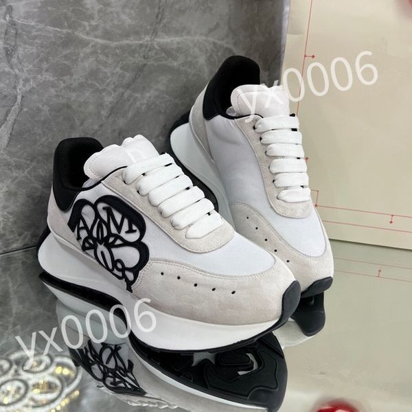 

new luxury designer calfskin casual shoes reflective sneakers vintage leather trainers fashion leisure shoe platform lace-up women mens snea, Black