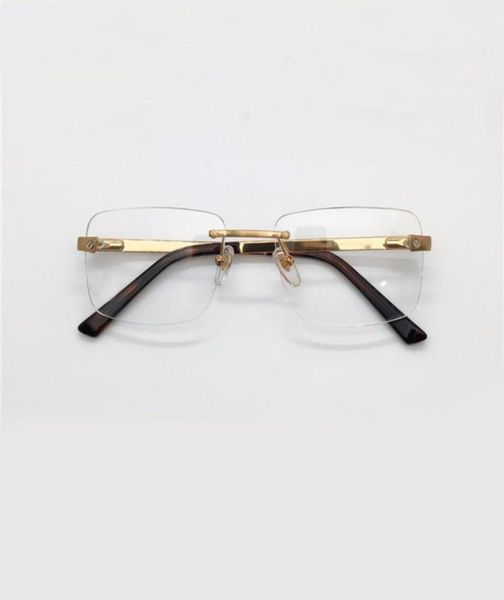 

square rimless sunglasses gold metal frame clear lens 0167o eyeglasses frameless gold transparent men eyewear with box9489132, Black