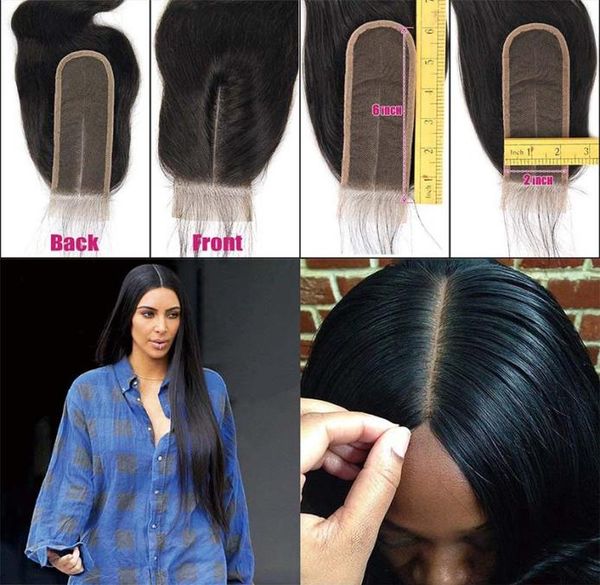 

2x6 lace closure human hair with baby hair peruvian virgin human hair closure for black women lace deep middle part with bund4805991, Black;brown