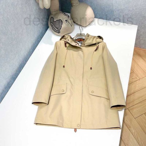 

women's trench coats designer high end european autumn and winter new single breasted design with a slim hooded trench coat qiyw, Tan;black