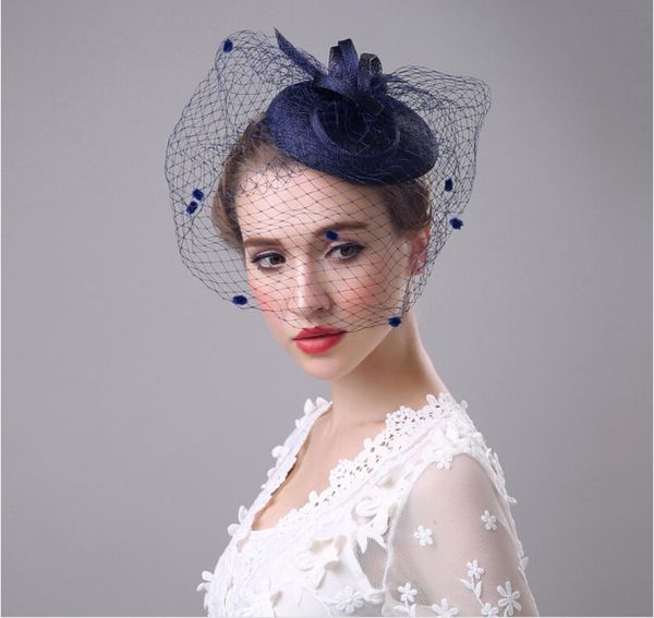 

elegant wedding party bridal headdress church hats 2019 handmade custom navy blue hat kentucky derby hats5454569, White