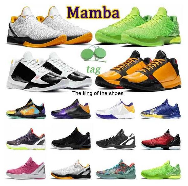 

mamba zoom 6 protro grinch basketball shoes men bruce lee what if lakers big stage chaos 5 rings metallic gold mens trainers sports outdoor, Black