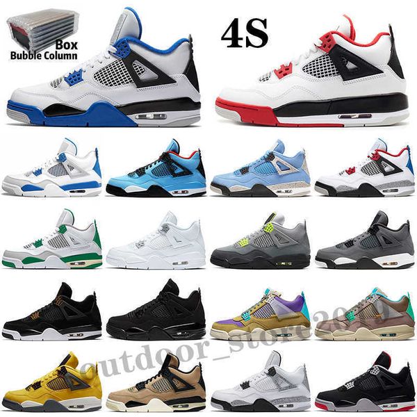 

box with 4 og 4s university blue mens basket ball shoes desert moss taupe haze white oreo sail paris guava noir black cat men women sneakers