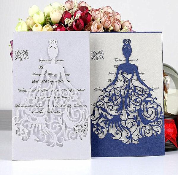 

bride girl greeting card wedding invitations card hollow bride invitations cards for wedding bridal invitation engagement invitati5445275, Black