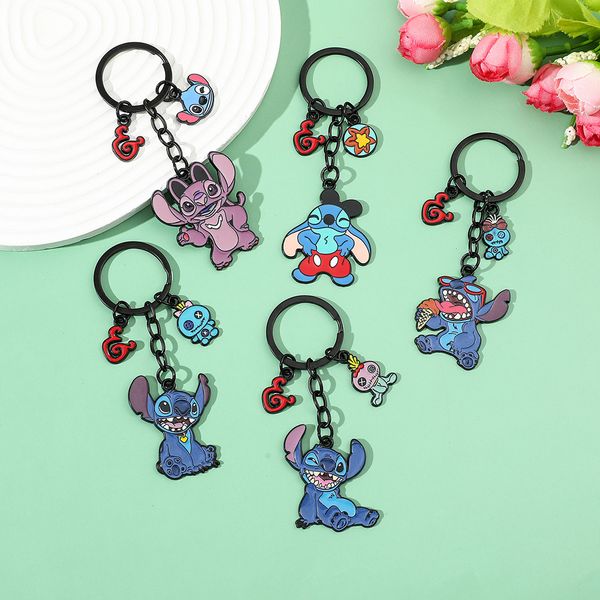 

anime blue pink elf friends drip oil metal ball bell keychain key ring accesssory