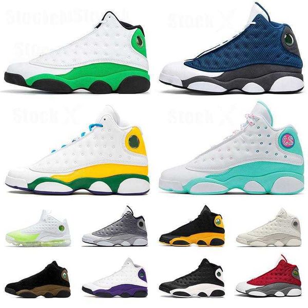

2021 island green men 13 basketball shoes flints bred phantom sneakers jumpman 13s playground retro hyper royal playoffs 36-47, Black