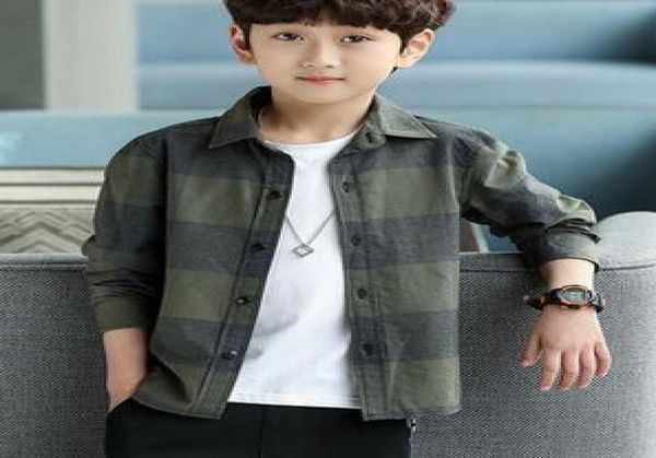 

2019 new spring fashion children army green big lattice tshirt cardigan students boy clothes autumn coat8645894, White;black