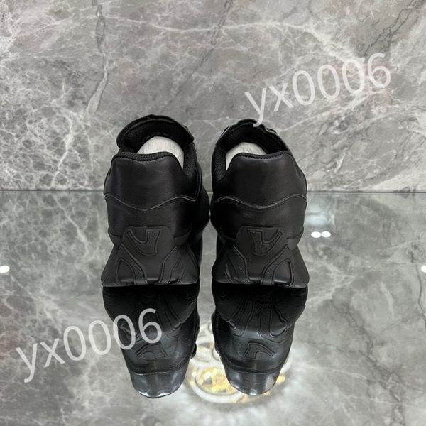 

2023 new luxury designer calfskin casual shoes reflective sneakers vintage leather trainers fashion leisure shoes platform lace-up women men, Black