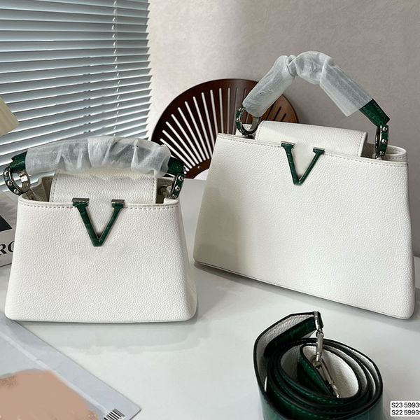 

20/27cm women designer capucines mini shoulder bag tote with handle alligator leather strap gold/silver metal hardware crossbody handbag lux