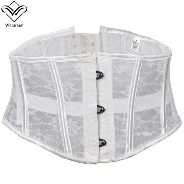 

14 steel boned waist trainer belt women trendy bustier flower fashionlong torso mesh corset top, Black;white