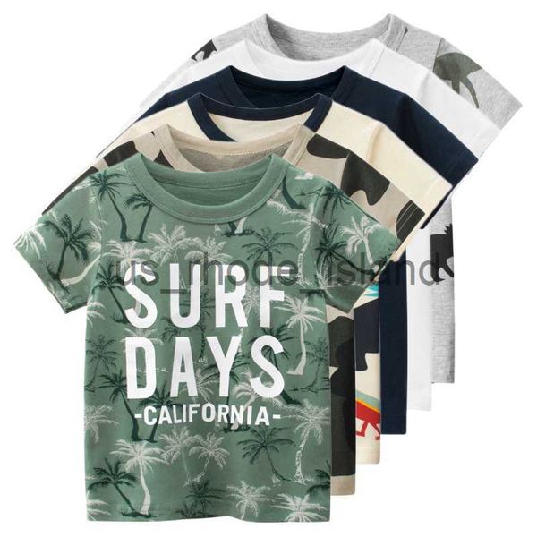 

t-shirts korean children's clothing summer 2023 cotton short sleeve t-shirt for boys letter camouflage print o-neck baby kids clothes x, Blue