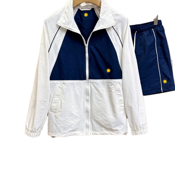 

windbreaker lightweight jacket short set 2 pieces luxury designer 2 contrast two tone blue white inner with mesh unisex, Gray