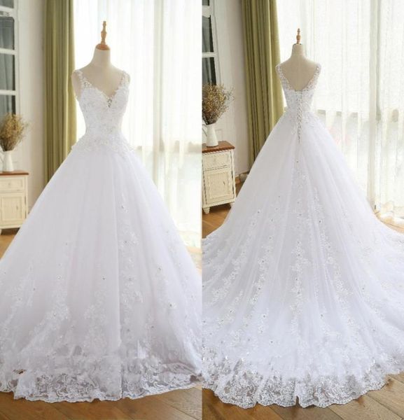

gorgeous ball gown wedding dress with lace vestido de novia princesa vintage wedding dresses real image bridal gown8358010, White
