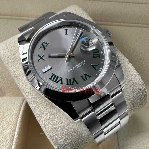 

luxury wristwatch 41mm datejust 126300 oyster box/ papers - wimbledon men's automatic watch, Slivery;golden