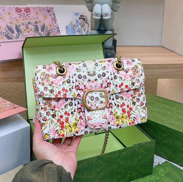 

luxury designer bags fashion cross body flower trend style double letter chain shoulder bag girl wallet handbag quality