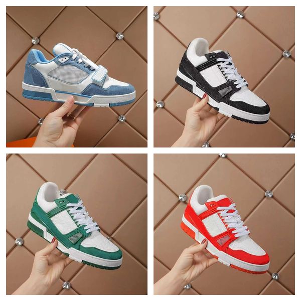 

men shoes designer sneakers casual shoes vintage platform trainers denim monograms shoes rubber canvas leather sneaker size 39-45, Black