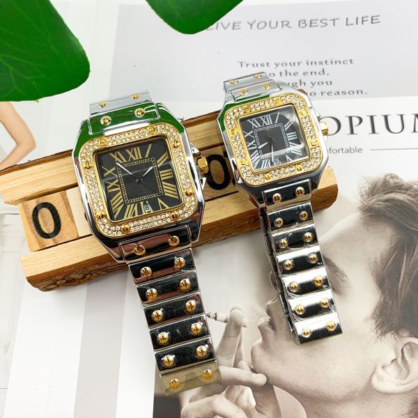

designer men's watch women watches for couples fashion aaa watch diamond watch quartz battery stainless steel sapphire glass square wri, Slivery;brown