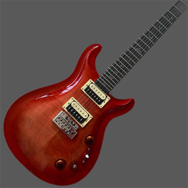 

prs electric guitar with solid beige tremolo bridge, neck and body, 1