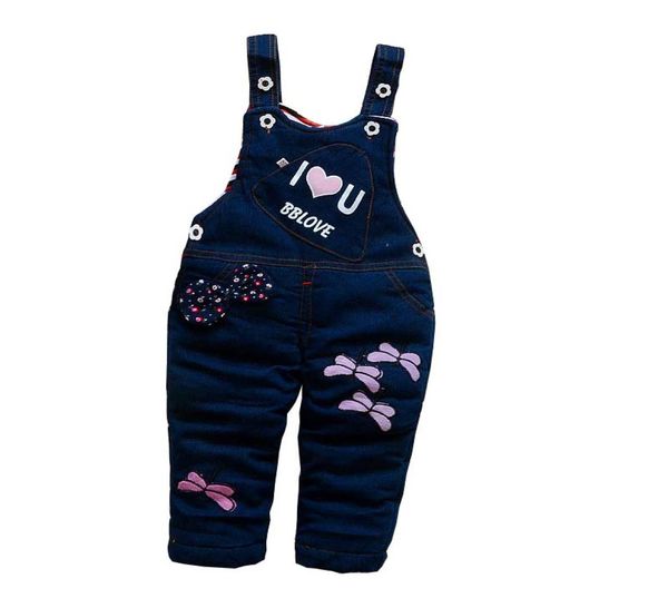 

bibicola baby girl winter pants denim bib pants for girl thick denim cartoon trousers kids warm overalls infant tracksuit pants4884725, Blue