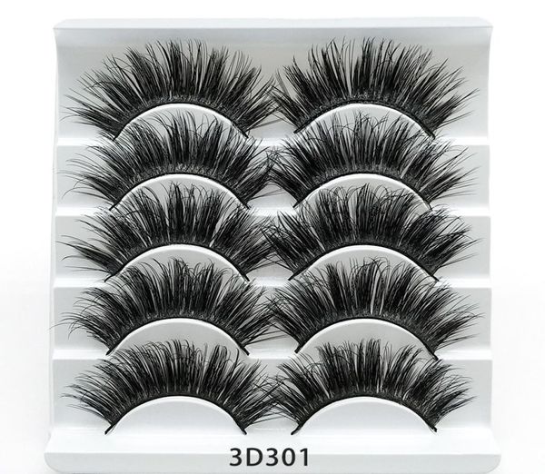 

3d mink lashes bulk faux thick natural eyelashes makeup handmade full strip false eyelashes 5 pairs4276342