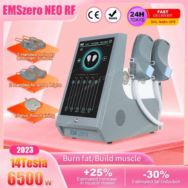 

2023 new dls-emslim nova power 6500w 14 tesla hi emt body sculpt machine emszero 4 handle with pelvic stimulation pad