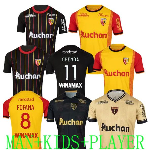 

maillot rc lens 23 24 soccer jerseys home away saint-barbe special kakuta openda ganago sotoca fofana football shirt 2023 kids notre sang es, Black;yellow