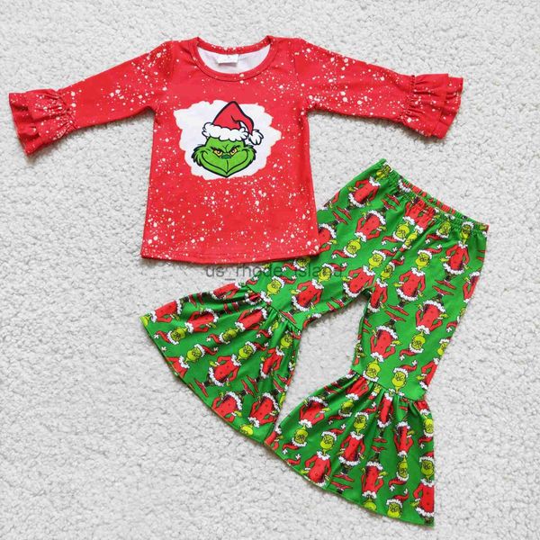 

t-shirts children clothes girl bleached t-shirt cartoon bell bottom outfit christmas red and green outfit for childrens wear x0628, Blue