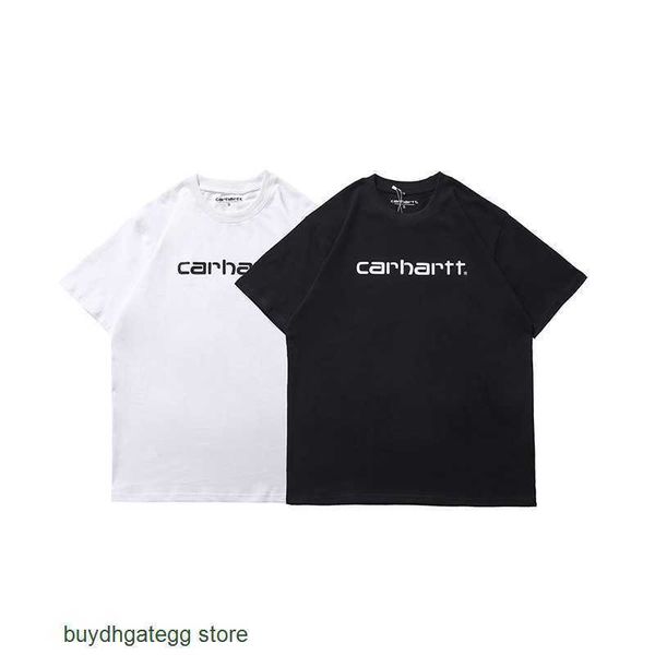 

kriy fashion men's and women's t-shirt tooling brand carhart new 23 mountain round neck small label couple loose short sleeve, White;black