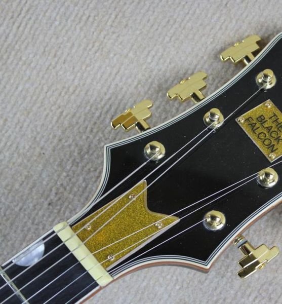 

dream guitar black falcon g6120 semi hollow body jazz electric guitar gold sparkle body binding ebony fingerbaord bigs tremolo b5320054