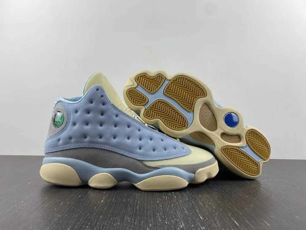 

basketball shoes solefly jumpman 13 13s high co-branding white university blue neutral grey muslin suede gum light brown unc men luxury athl, Black