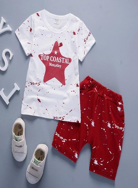 

2pcs toddler baby boys clothing outfits pentagram tshirt pants kids clothes outfit set5516592, White
