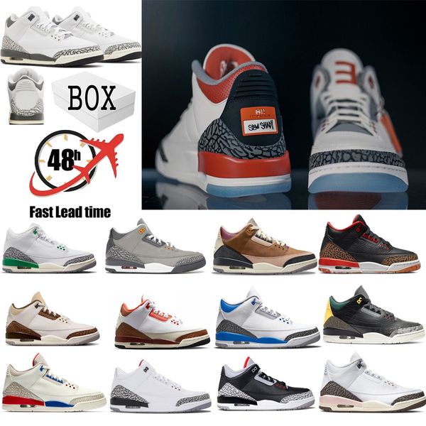 

with box 3 basketball shoes men women 3s sneakers hide n' sneak (gs) air shady wizards dark iris cardinal fire red unc lucky pine green