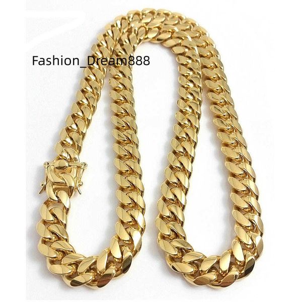

18k gold miami cuban link chain necklace men hip hop stainless steel jewelry necklaces, Silver