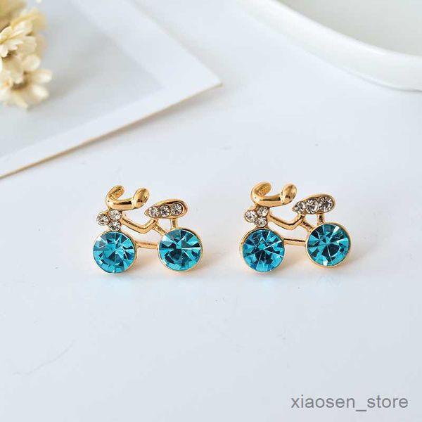 

stud real. golden crystal bike bicycle cycle stud earrings for women girl's rider jewelry r230628, Golden;silver