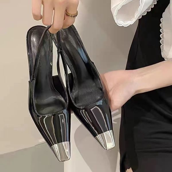 

designer heels women luxury sandals patent leather shoes sell pumps flats real leather beach shoes designer stiletto women dress shoes size, Black