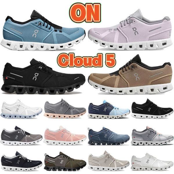 

on cloud 5 mens designer running shoes all black white midnight blue rose zinc grey shell lily pink frost chambray sulf cobble fashion flats