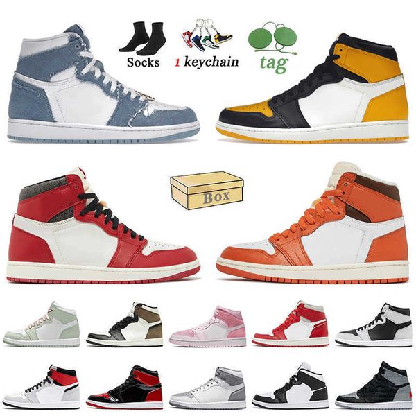 

2023 with box jumpman 1 basketball shoes denim starfish 1s high og lost and found mid homage black white stealth yellow toe patent bred dark