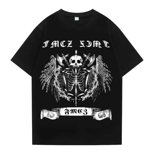 

of original design european and american high street short sleeved vintage dark high street explosion street print hiphop american t-shirt f, White;black