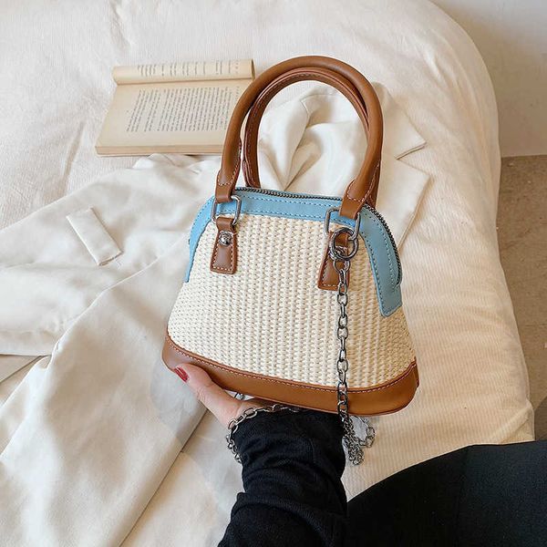 

versatile ins handheld grass woven bag for women new network red one shoulder crossbody bag with advanced chain woven bag