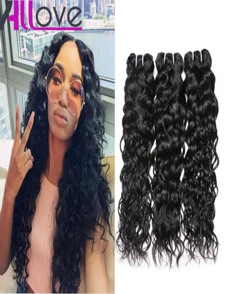 

brazilian hair extensions 3pcslot 8a unprocessed human hair weaves peruvian water wave virgin hair wefts whole2867221, Black